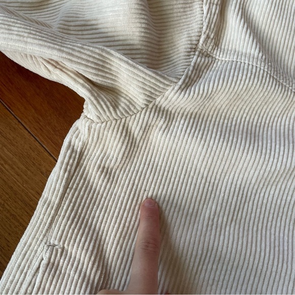 Zara Beige Corduroy Button-Up Jacket Shirt Cream Raw Edge Casual Collared M - Picture 12 of 12